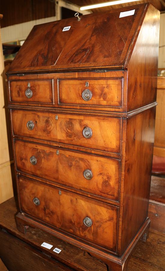 Small George III style yew wood bureau